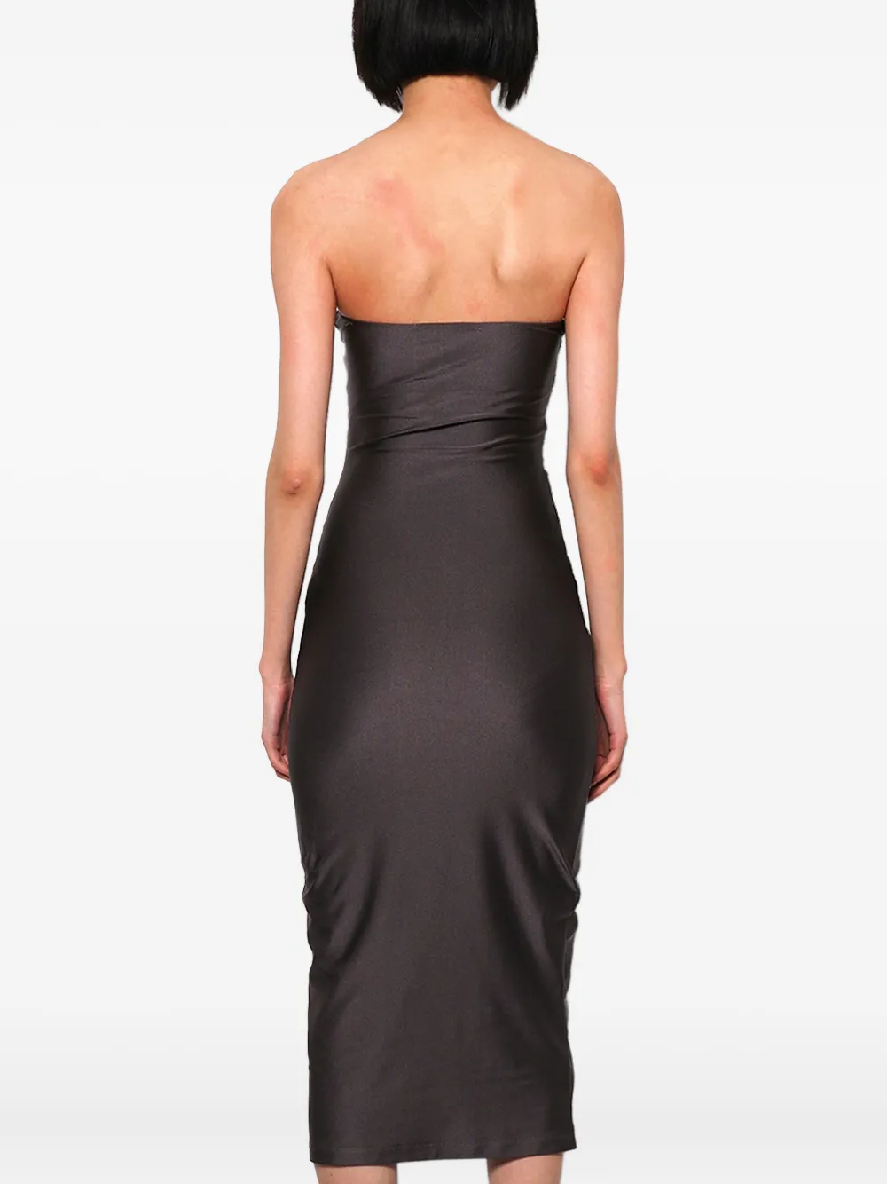 buckle-detail strapless midi dress