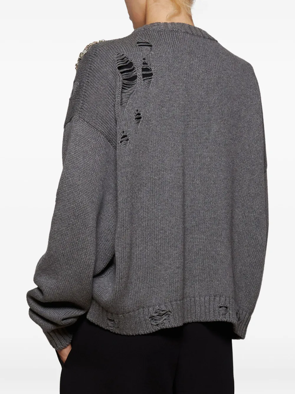 AREA Gerafeld vest verfraaid met kristallen Grijs