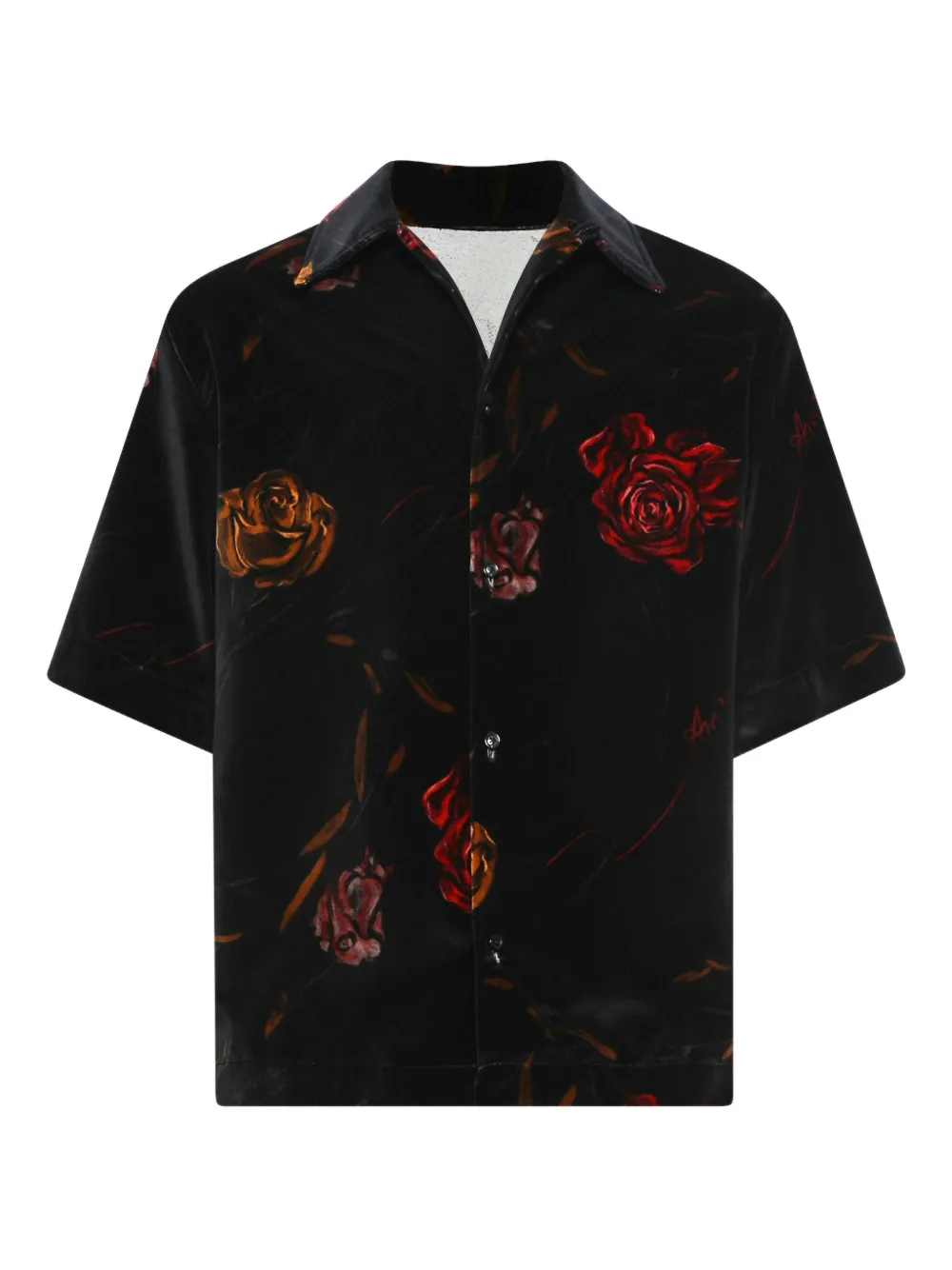 AMIRI camisa de terciopelo con rosas estampadas | negro | Image 1