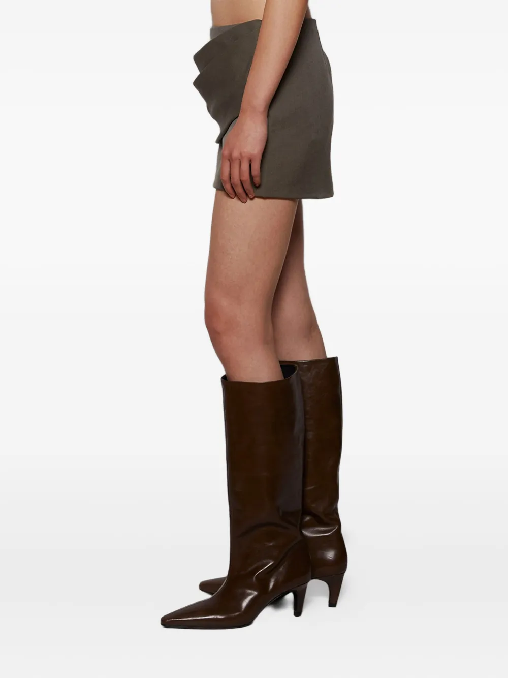 Alex Perry Asymmetric-drape Mini Skirt In Gray