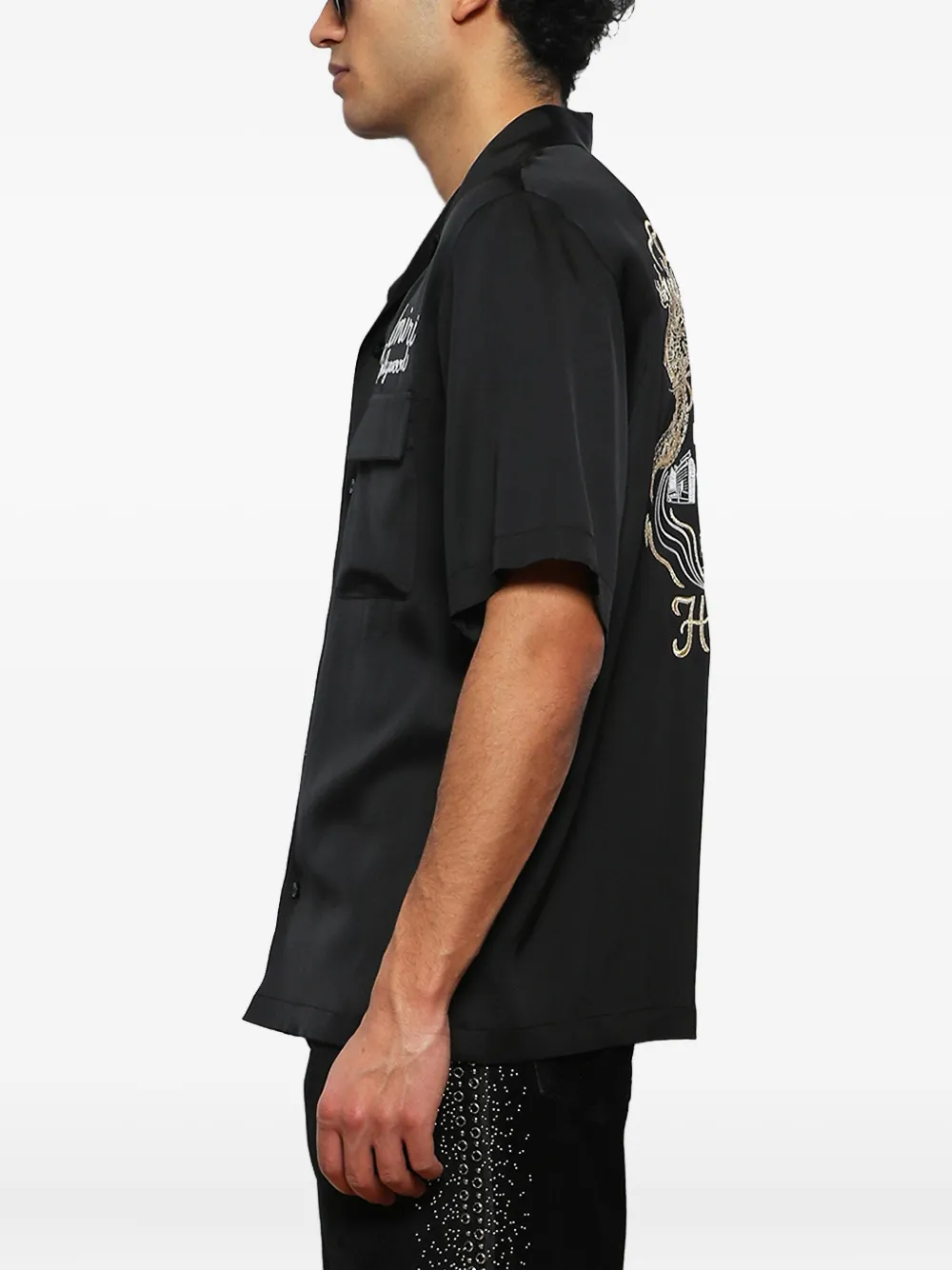 AMIRI dragon Hollywood map shirt Zwart