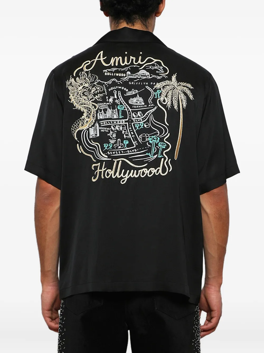 AMIRI dragon Hollywood map shirt Zwart