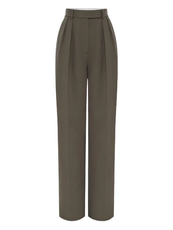 Alex Perry Pleated Trousers in Green