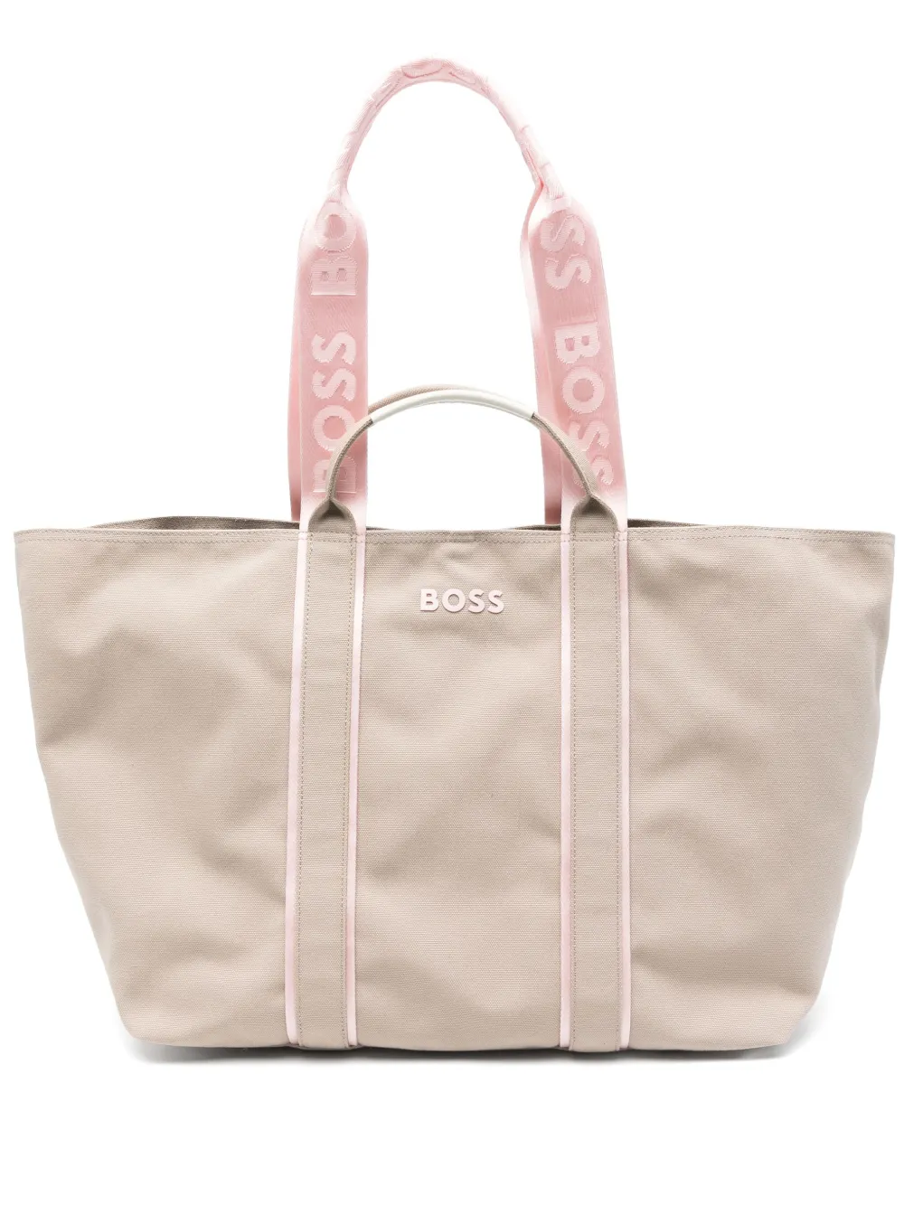 BOSS Shopper met textuur en logo Beige