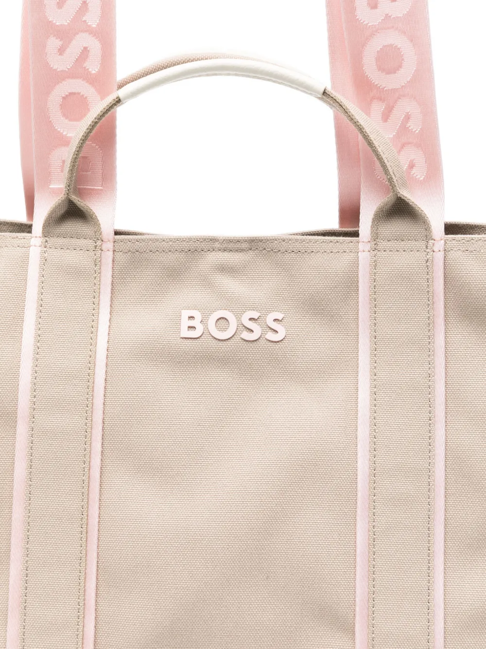 BOSS Shopper met textuur en logo Beige