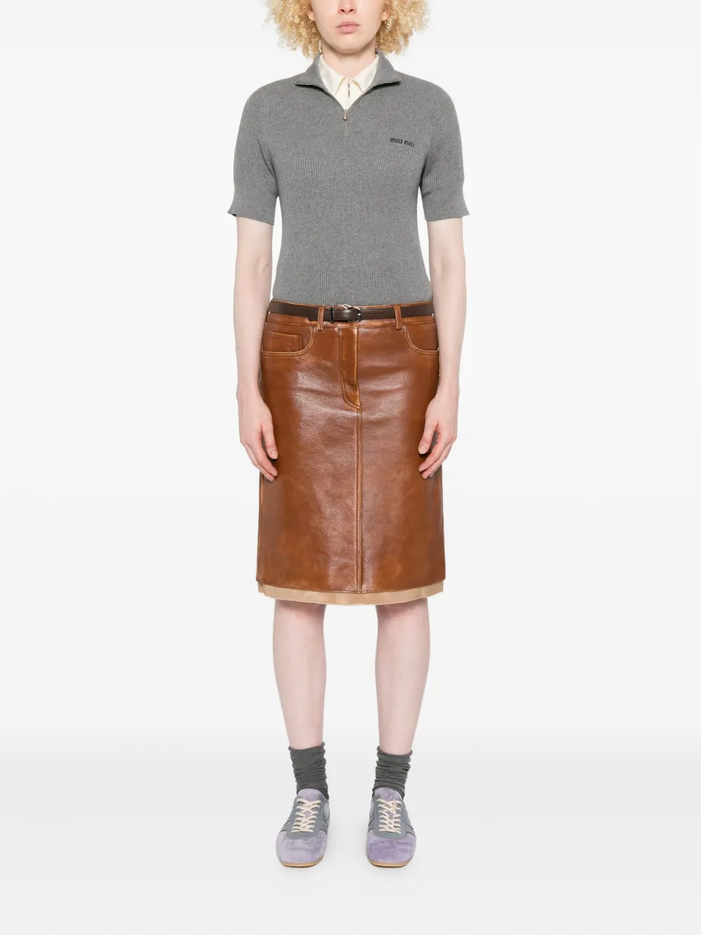 Miu Gebreide top Grijs