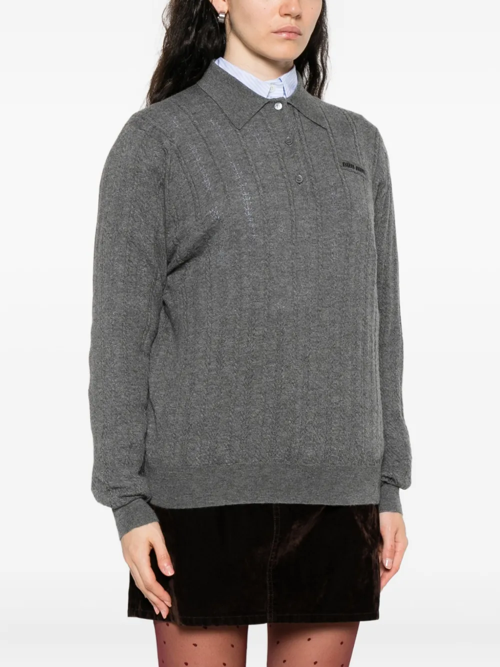 Miu cashmere polo sweater Grijs