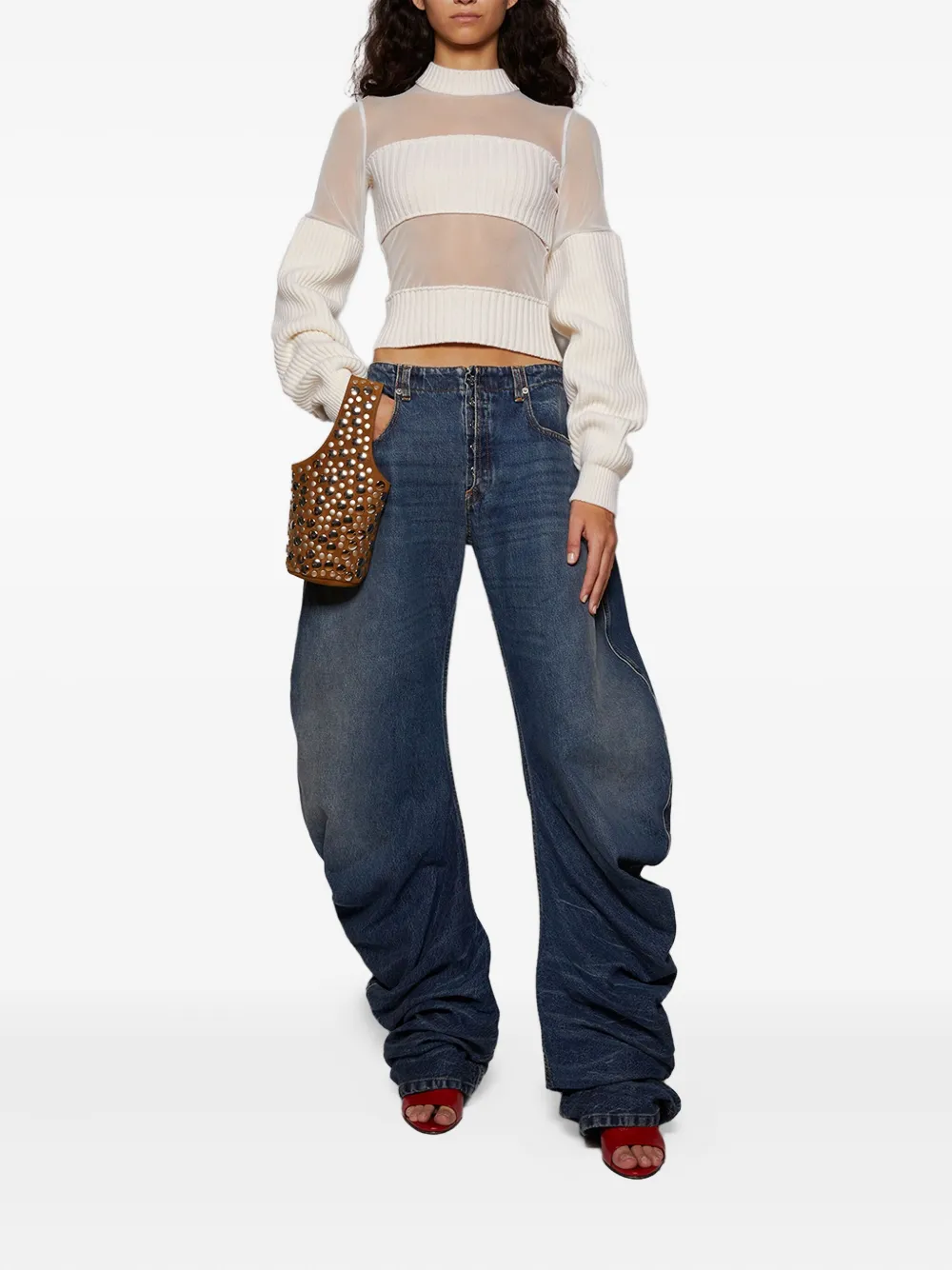 Jean Paul Gaultier Ribbed Wool Sweater In Neutral