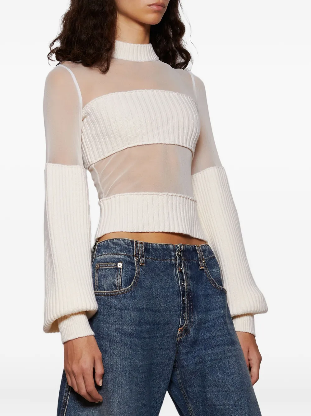 Jean Paul Gaultier Ribbed Wool Sweater In Neutral