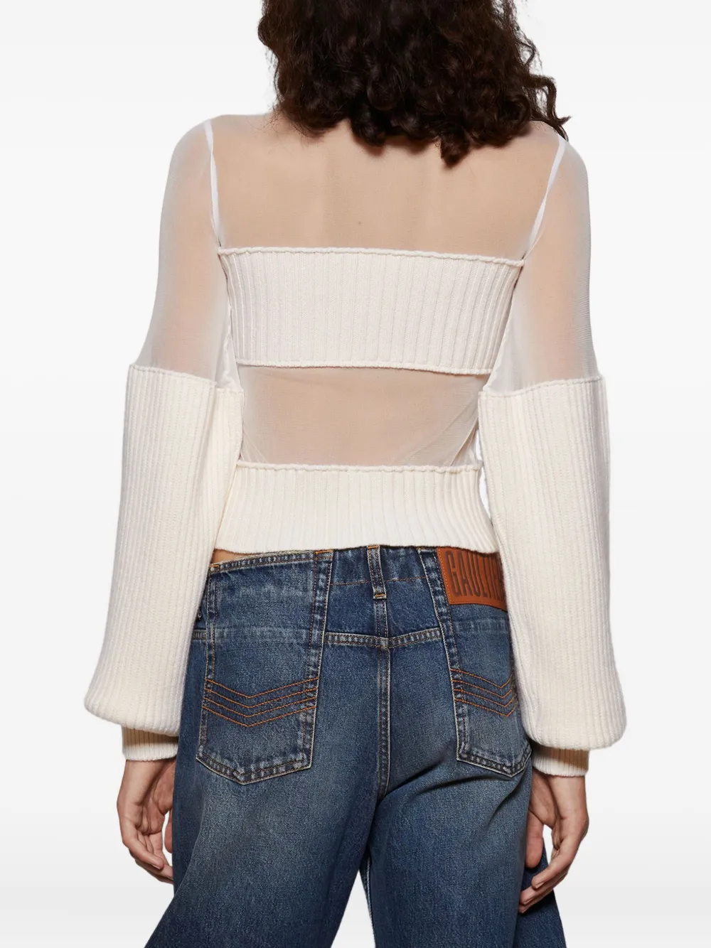 Jean Paul Gaultier Ribbed Wool Sweater In Neutral