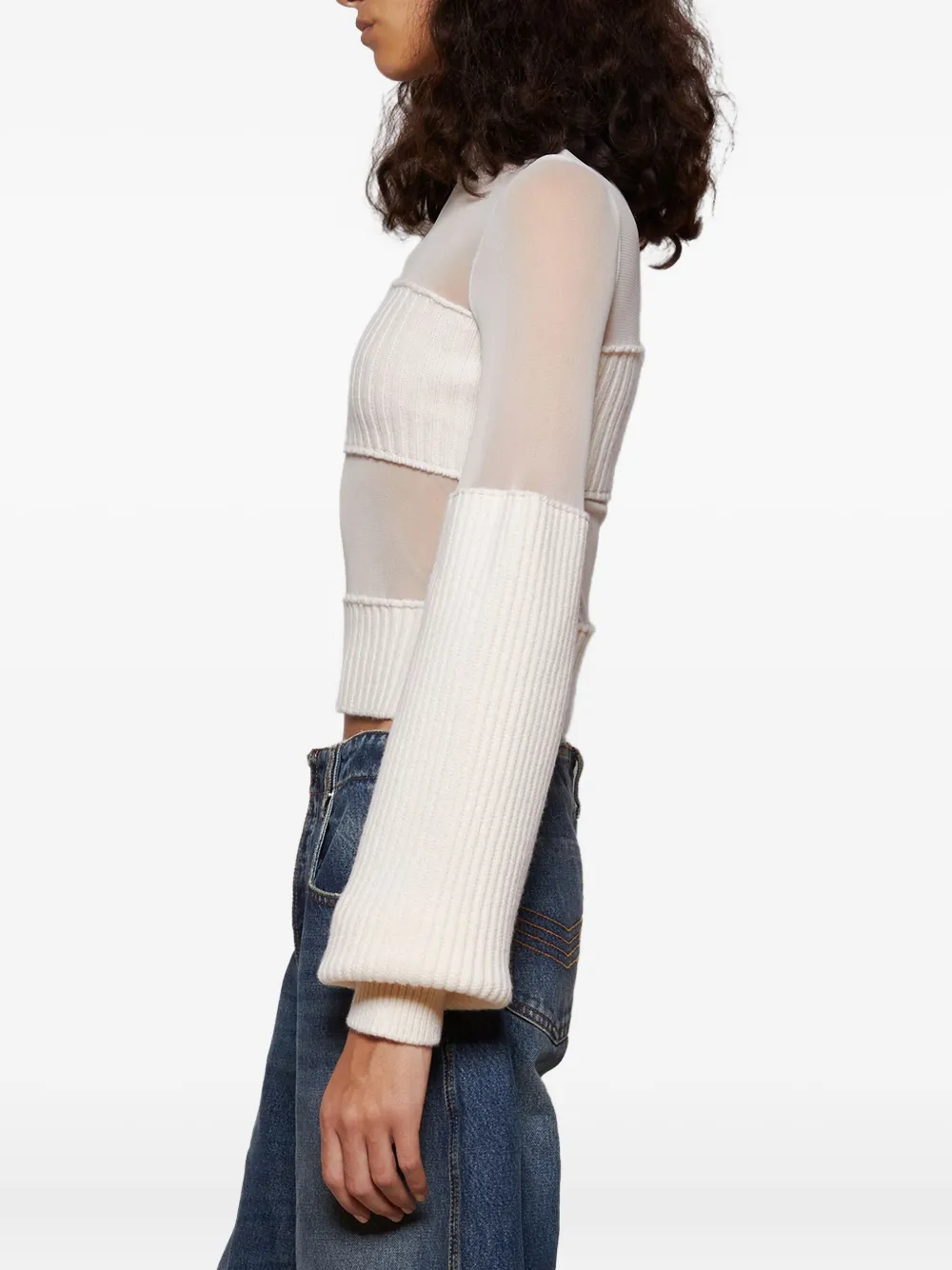 Jean Paul Gaultier Ribbed Wool Sweater In Neutral