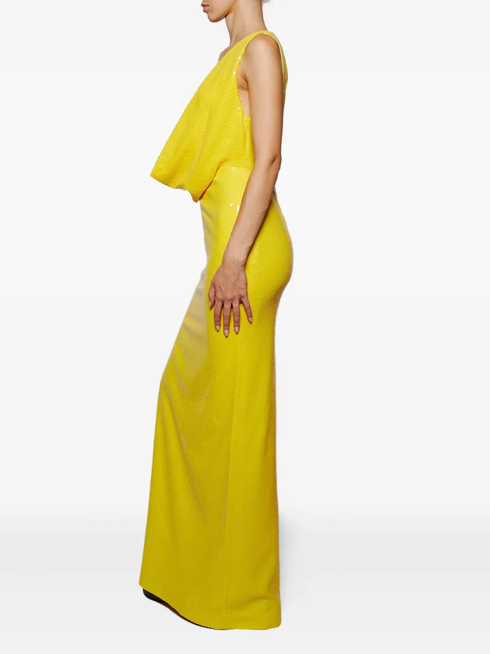 Alex Perry Maxi-jurk met col en verfraaid met pailletten Geel