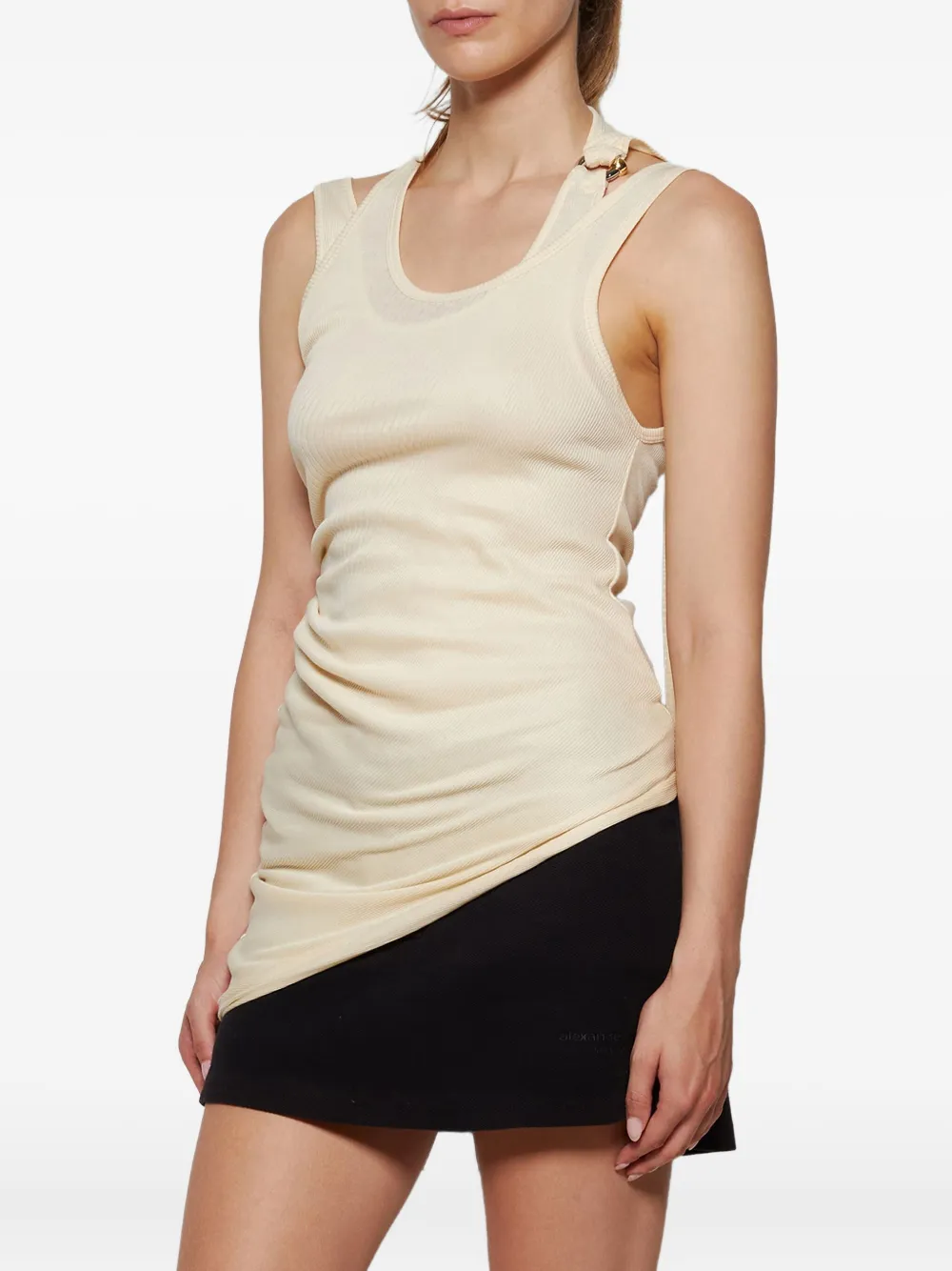 Jean Paul Gaultier Ribbed Cotton Twisted Double-layer Top In Neutral