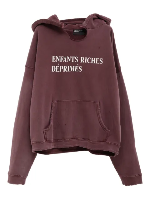 Enfants Riches Déprimés هودي بتأثير ممزق وطبعة شعار الماركة