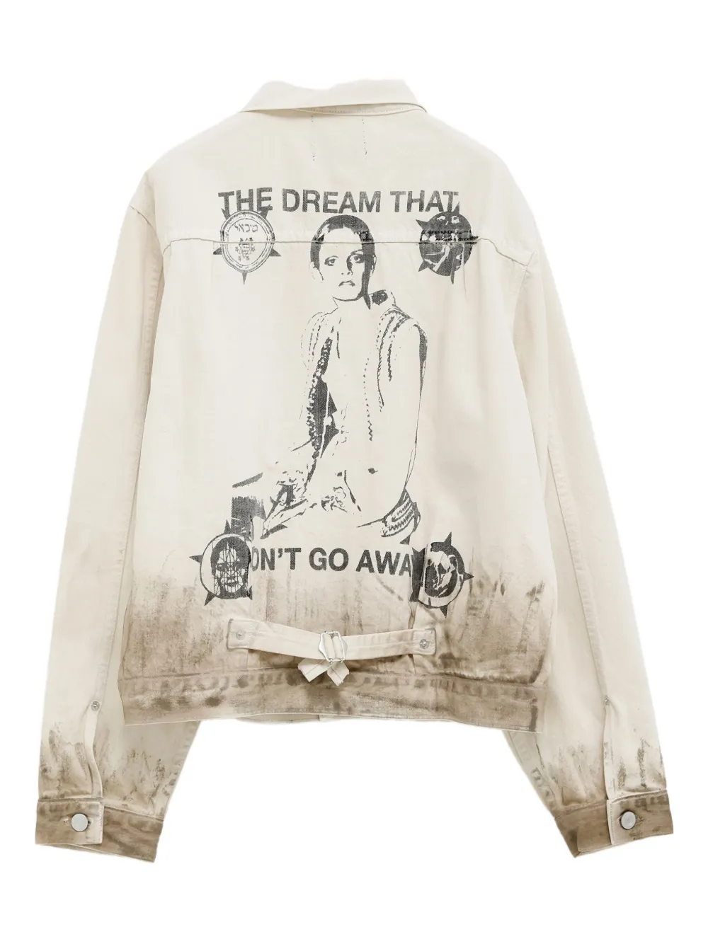 Enfants Riches Déprimés Type VIII gerafeld denim jack met grafische print Beige