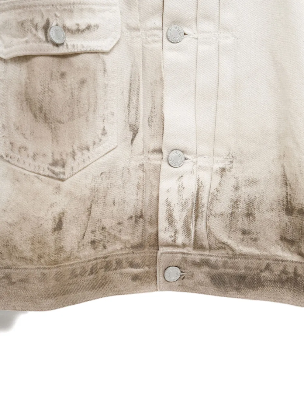 Enfants Riches Déprimés Type VIII gerafeld denim jack met grafische print Beige