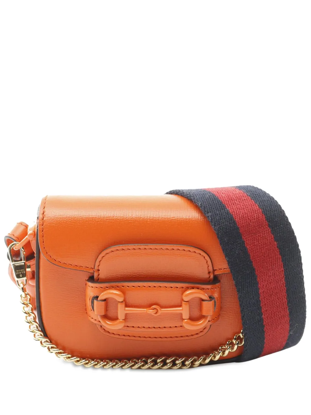 Gucci Pre-Owned 2016-2024 mini Horsebit 1955 Web Satchel-Tasche aus Leder | Orange | Image 1
