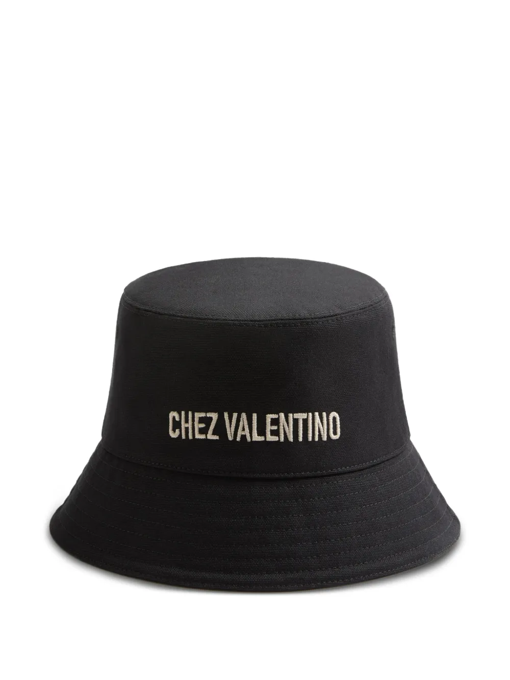 Valentino Garavani CHEZ VALENTINO COTTON BUCKET HAT WITH EMBROIDERY - Nero