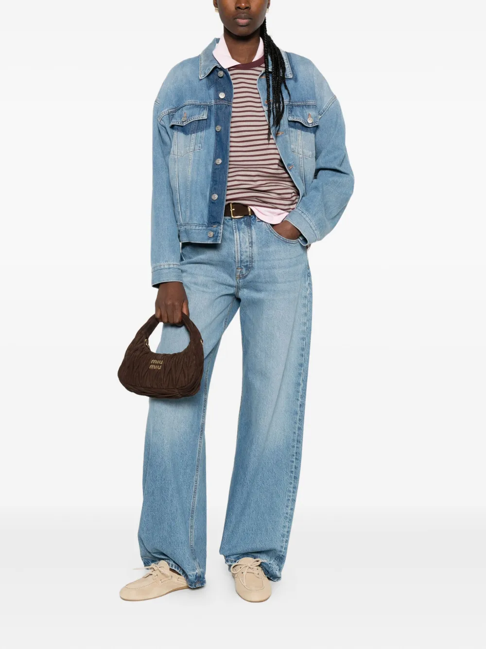 Miu Wander matelassé suede tote bag Bruin