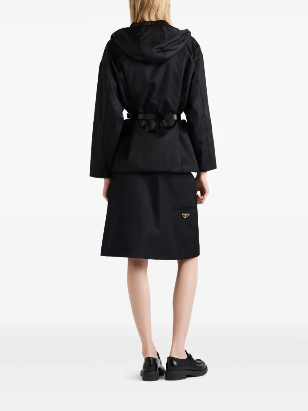 Prada Rok met triangelvormig logo Zwart
