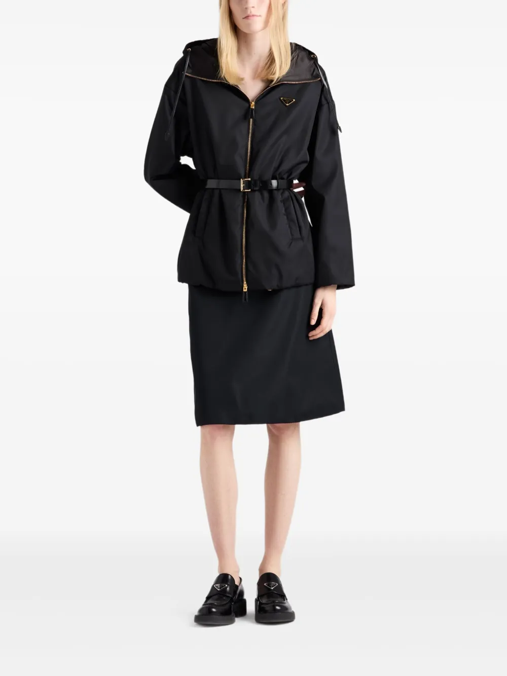 Prada logo-triangle skirt - Zwart