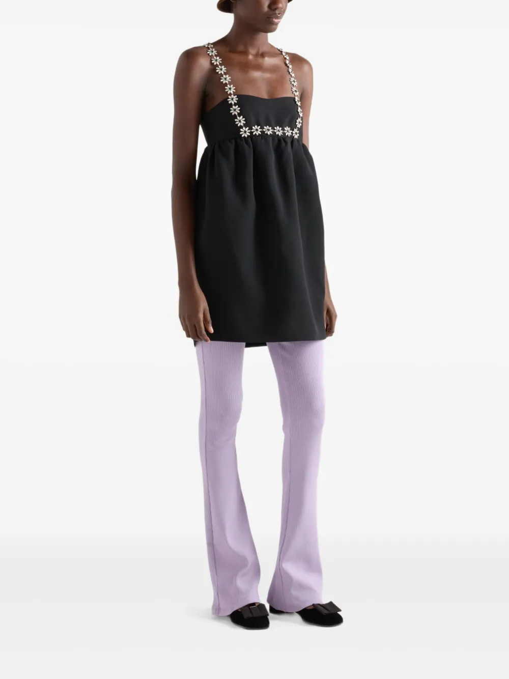 Prada embroidered mini dress - Zwart