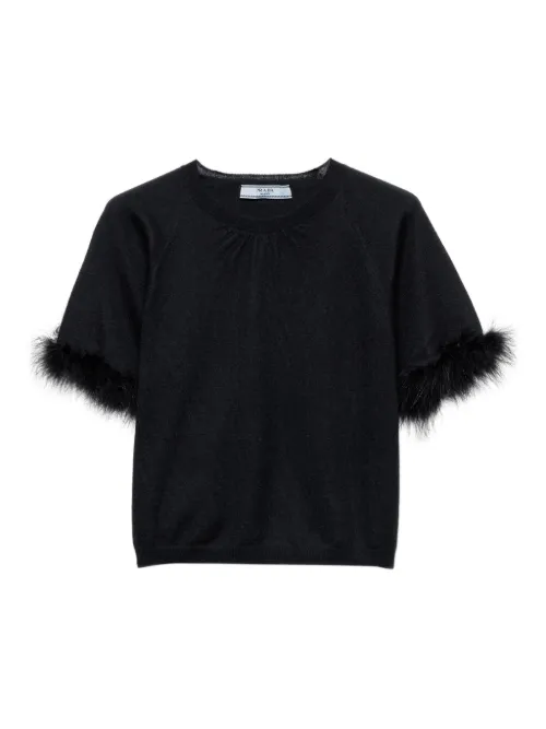 Prada haut crop en cachemire - Noir - Prada - Modalova