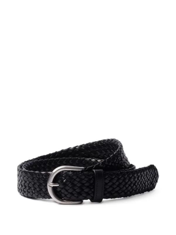 Prada Braided Belt | Black | FARFETCH SG