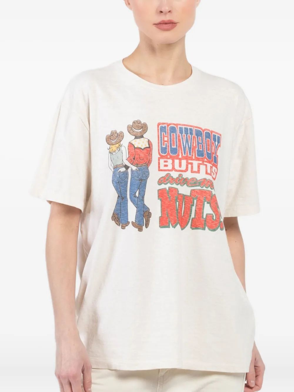 RE DONE Boyfriend "Cowboy Butts" T-shirt Beige