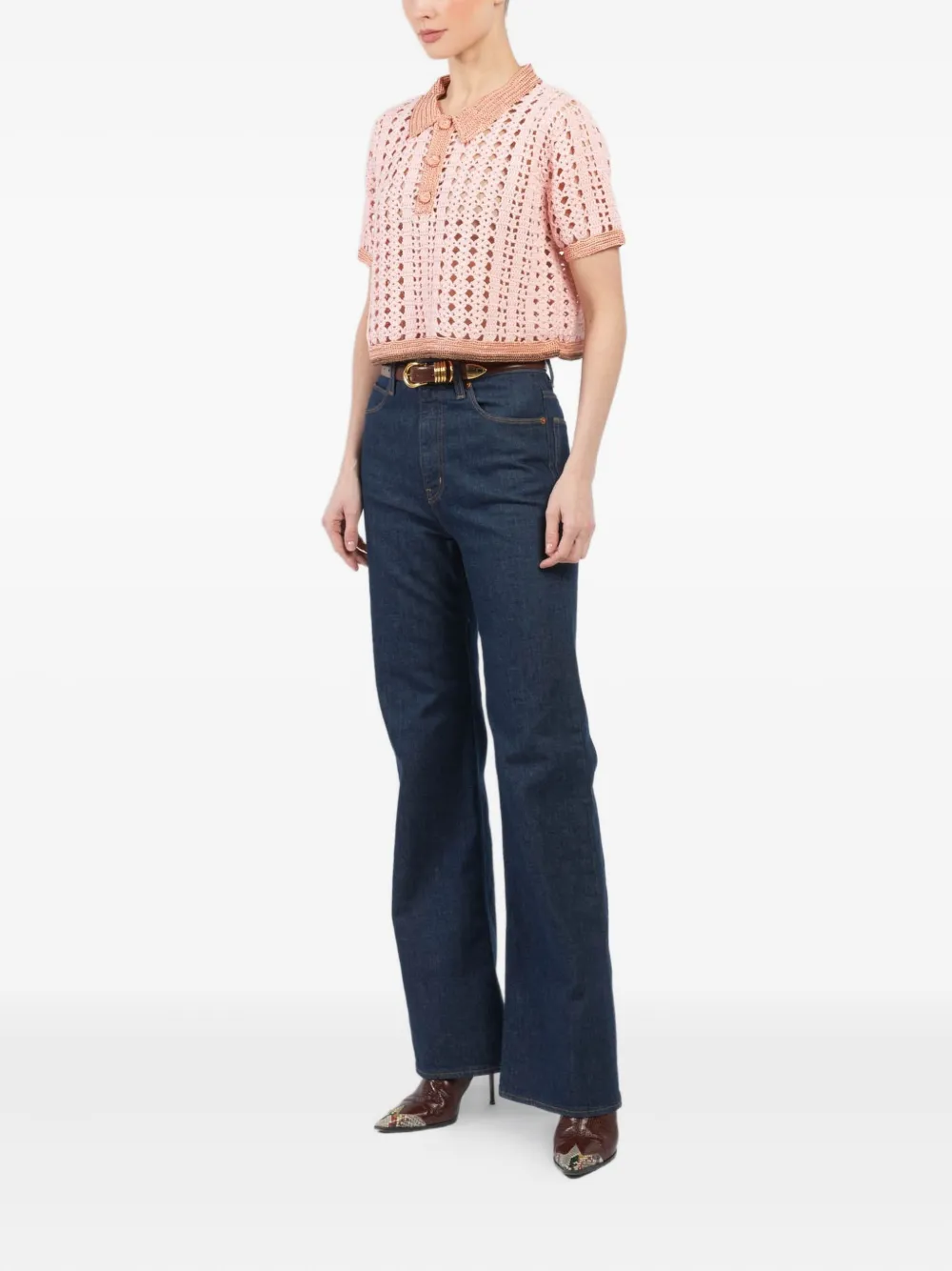 FORTE FORTE CROCHET POLO TOP 