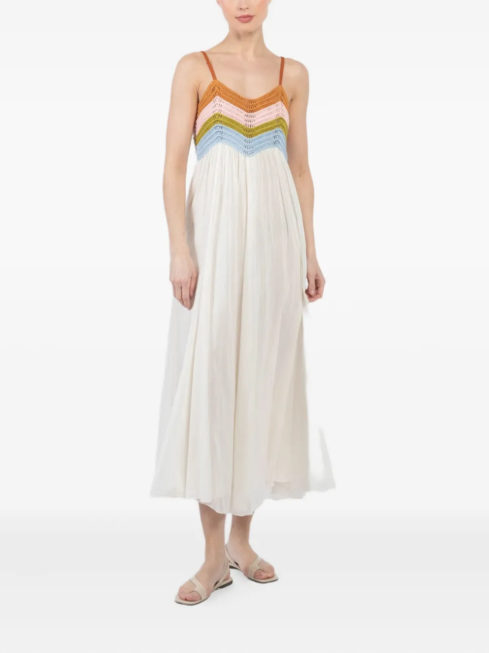 FORTE FORTE CHEVRON-CROCHET MIDI DRESS 