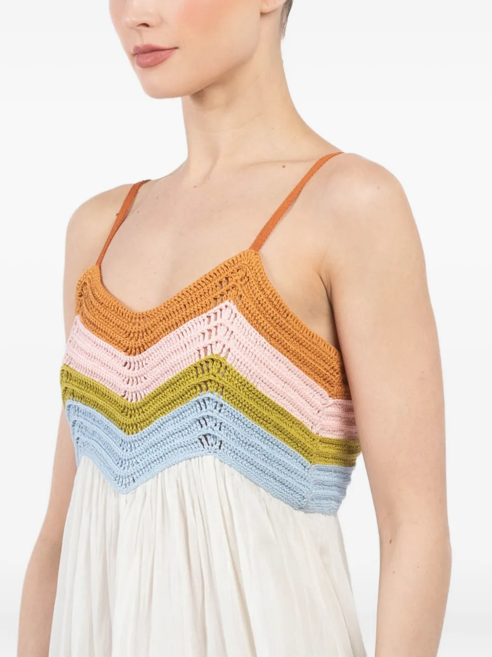 Shop Forte Forte Chevron-crochet Midi Dress In White