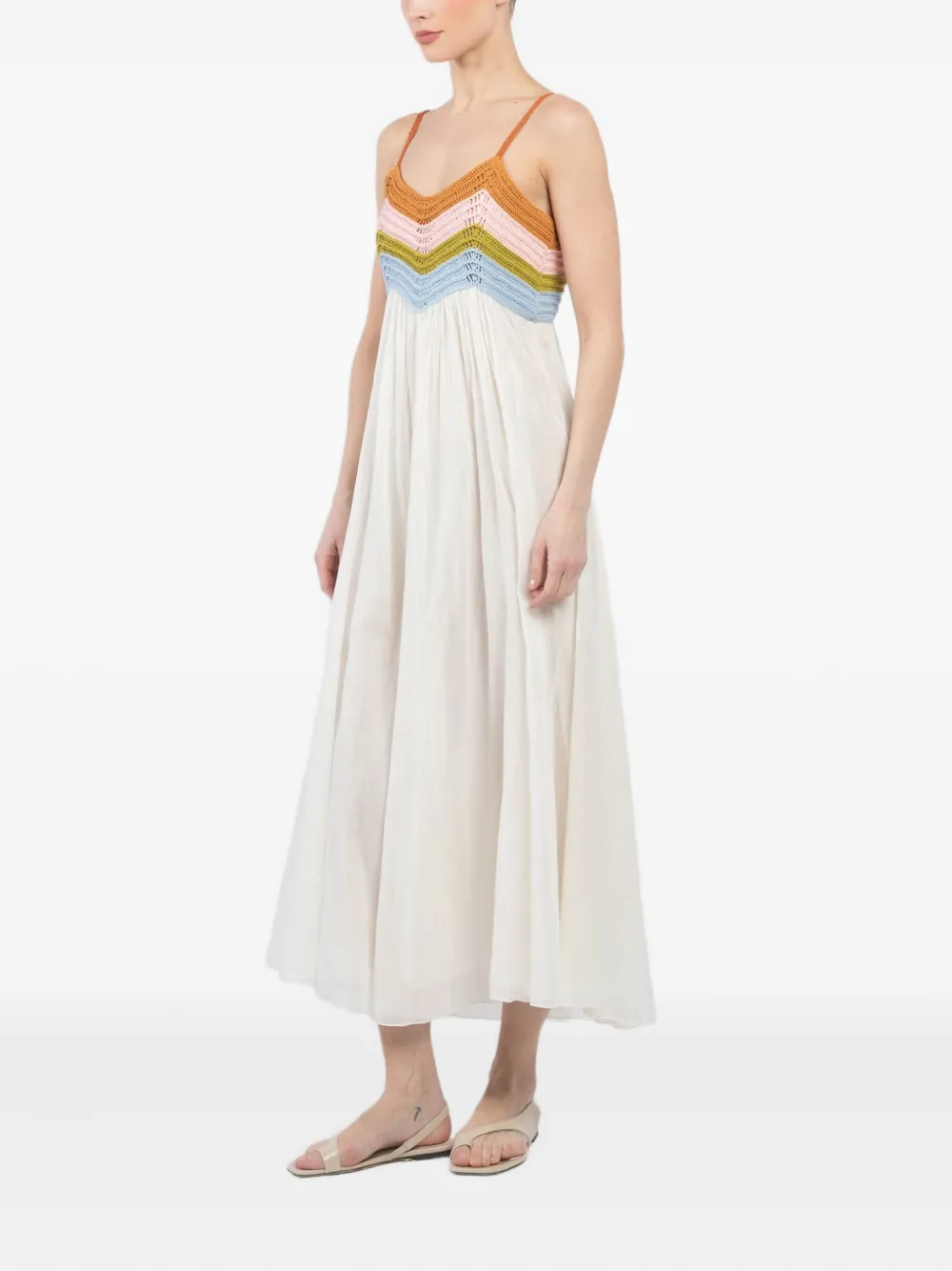 FORTE FORTE CHEVRON-CROCHET MIDI DRESS 
