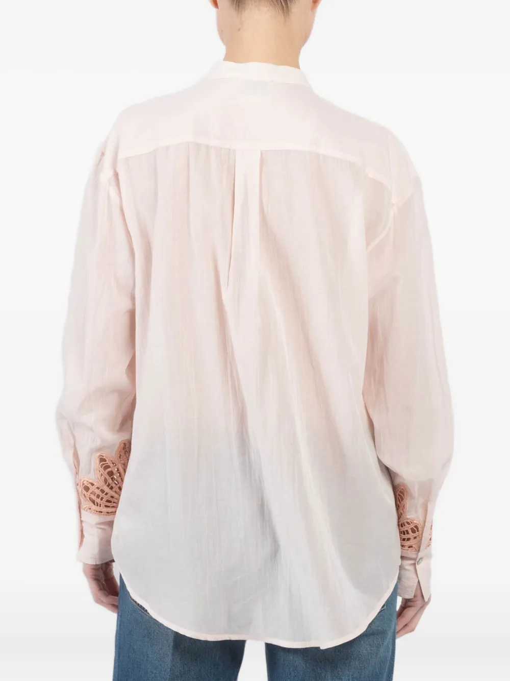 Shop Forte Forte Embroidered-sleeve Button-up Shirt In Pink