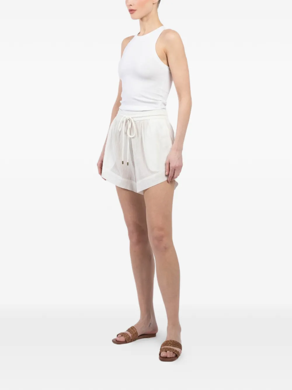  The Great. Delta Drawstring Elasticated Shorts - White 