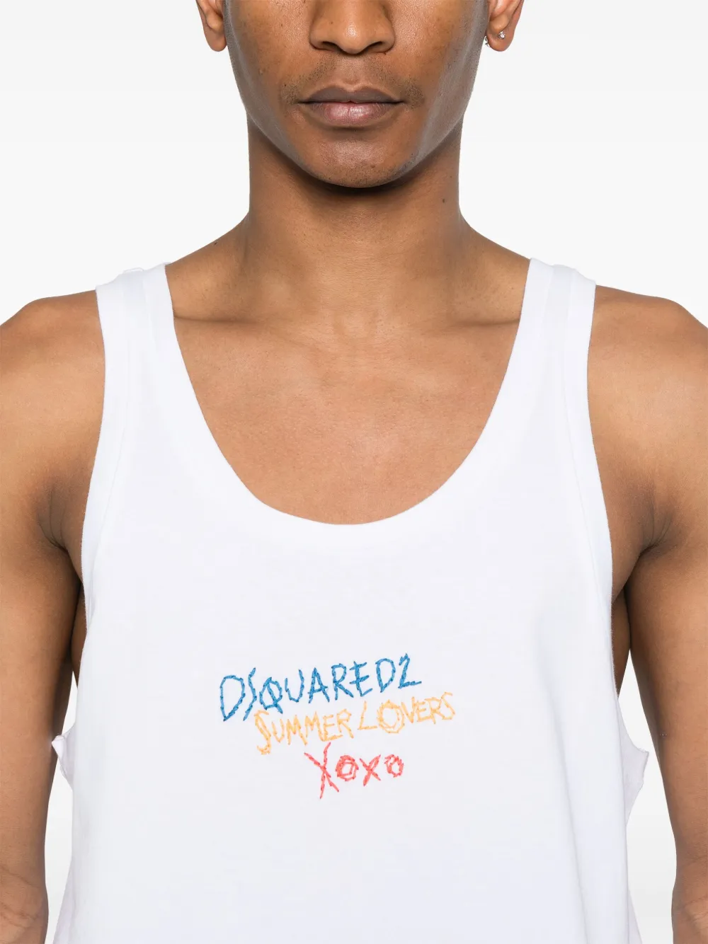 DSQUARED2 Tanktop met geborduurd logo Wit