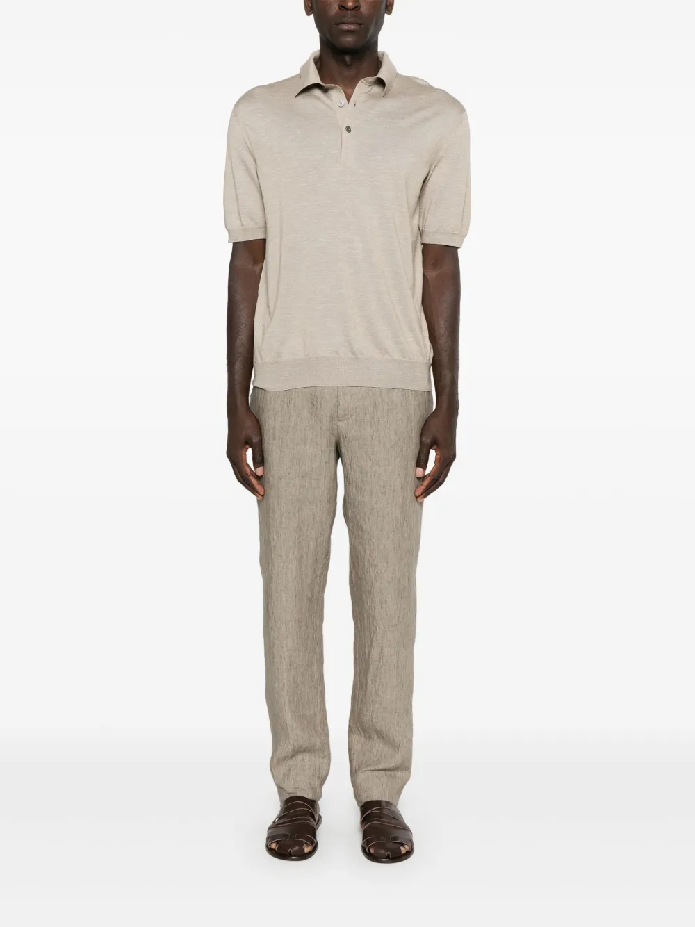 Zegna fine-knit polo shirt - Beige