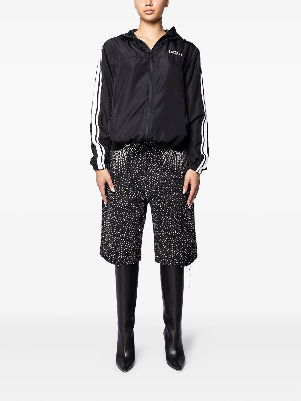 Prototypes Stripe-detail Hooded Jacket In Black