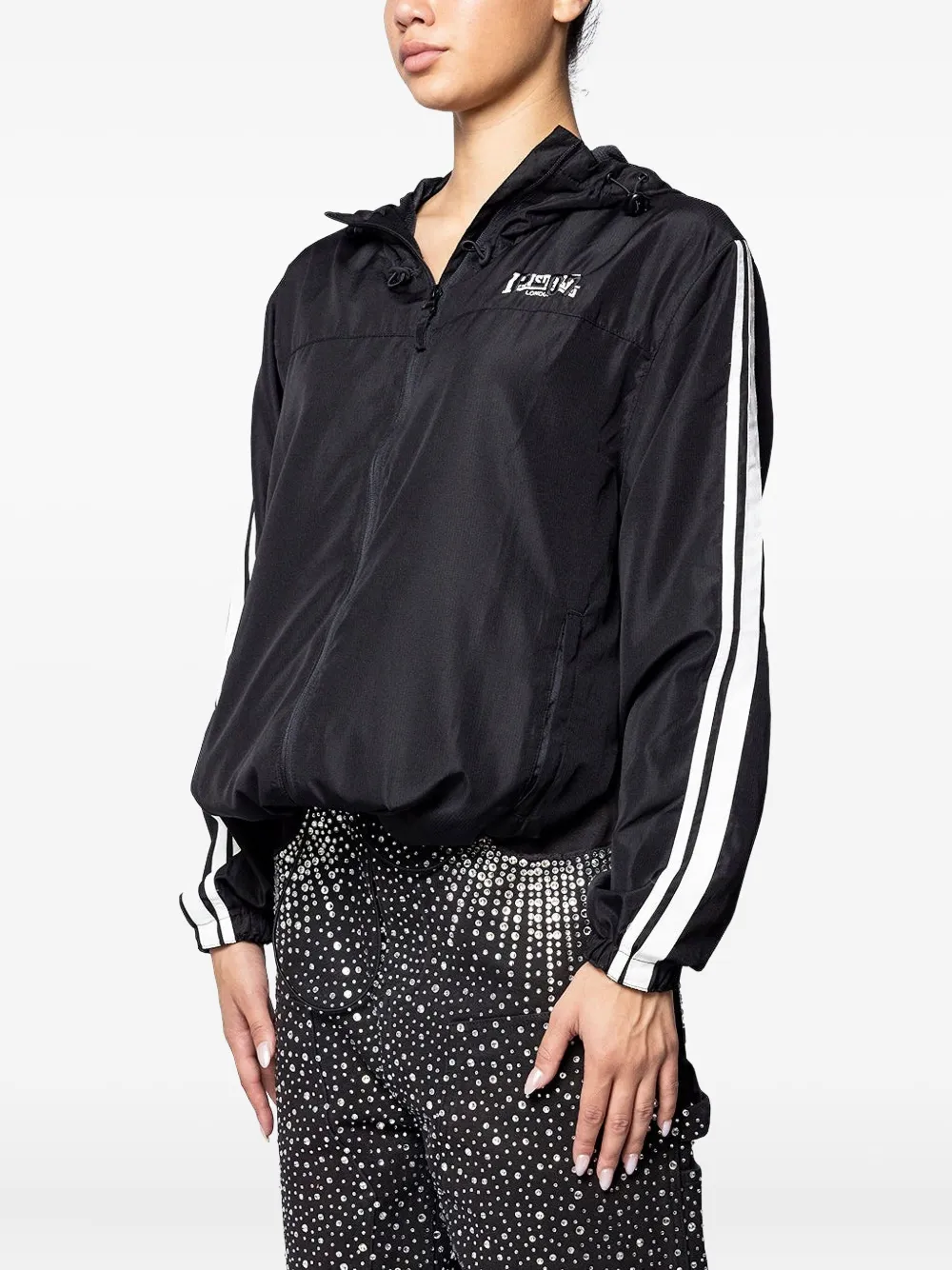 Prototypes Stripe-detail Hooded Jacket In Black