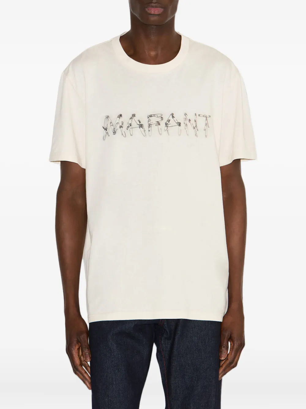 MARANT T-shirt met veiligheidsspeld logo Beige