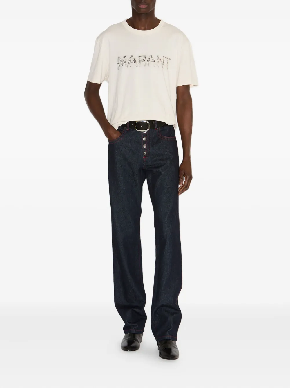MARANT T-shirt met veiligheidsspeld logo - Beige