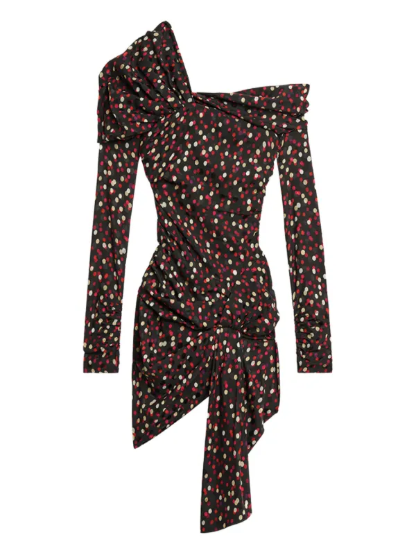 black and red polka dot mini dress Adrina Ruffle Mini Dress