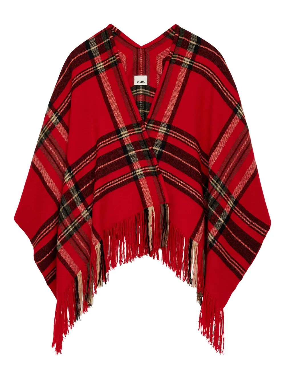 Isabel Marant Kamilo Plaid-check Fringe Scarf In Red