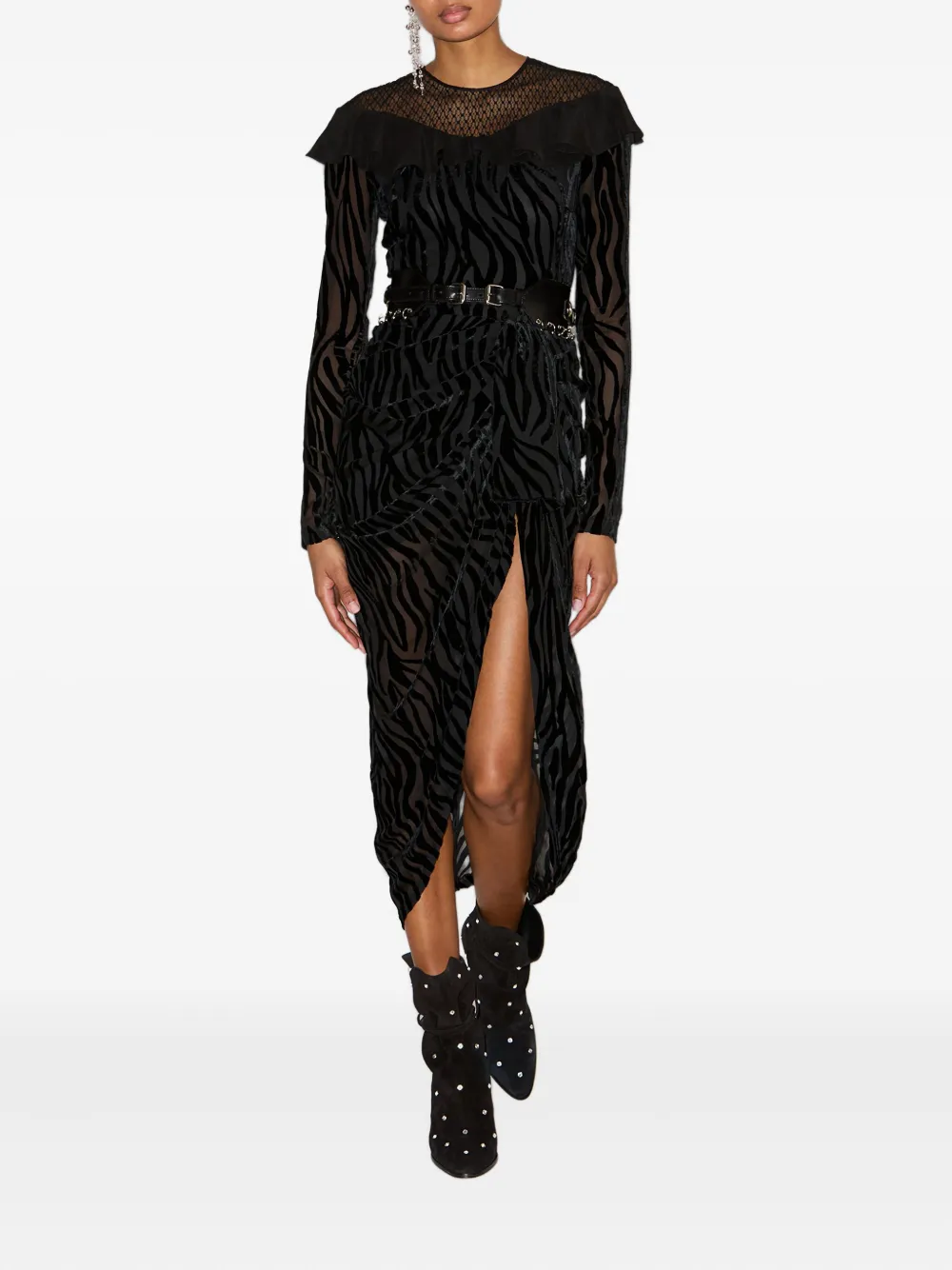 ISABEL MARANT Jurk met zebraprint - Zwart