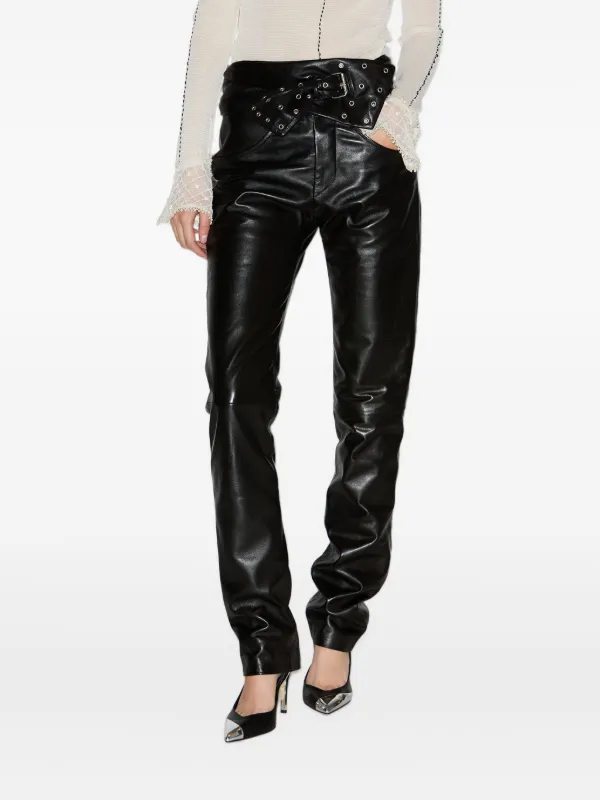 ISABEL MARANT Chazia Leather Trousers | Black | FARFETCH JO