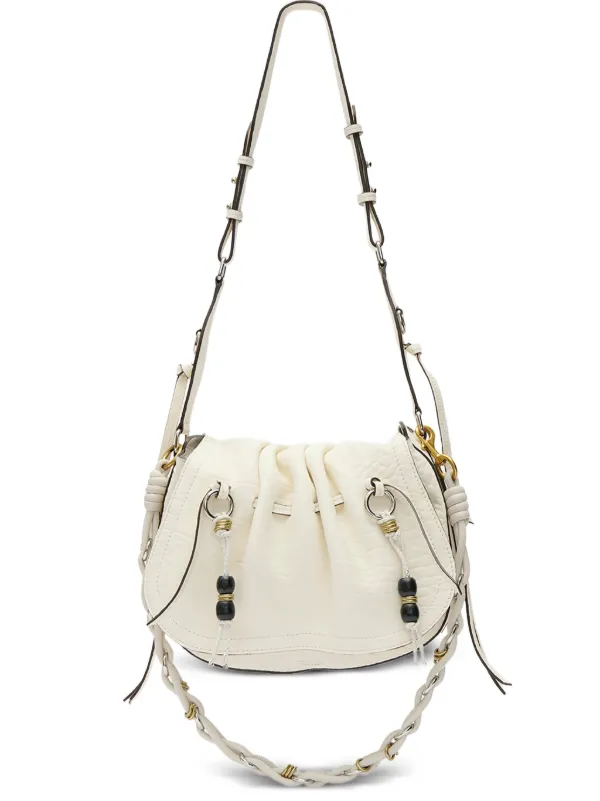 Isabel Marant Bolton Ruched Leather Shoulder Bag in White
