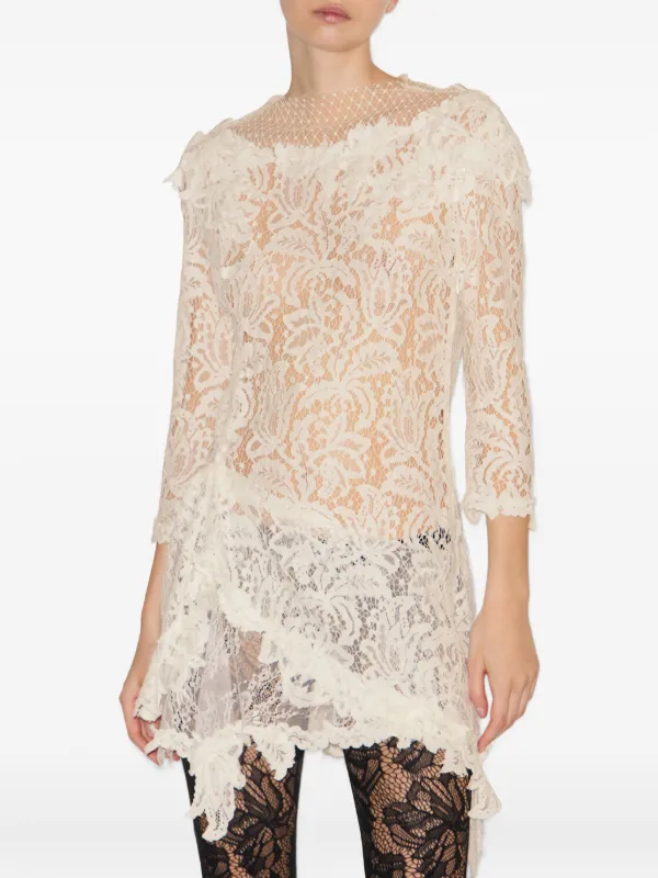 Isabel Marant toile Rubiana Floral-lace Ruffled Dress - White Isabel Marant toile Rubiana Floral-lace Ruffled Dress - White