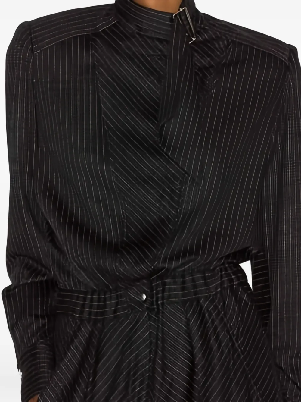 Isabel Marant Pinstripe High-neck Jumpsuit In Gray