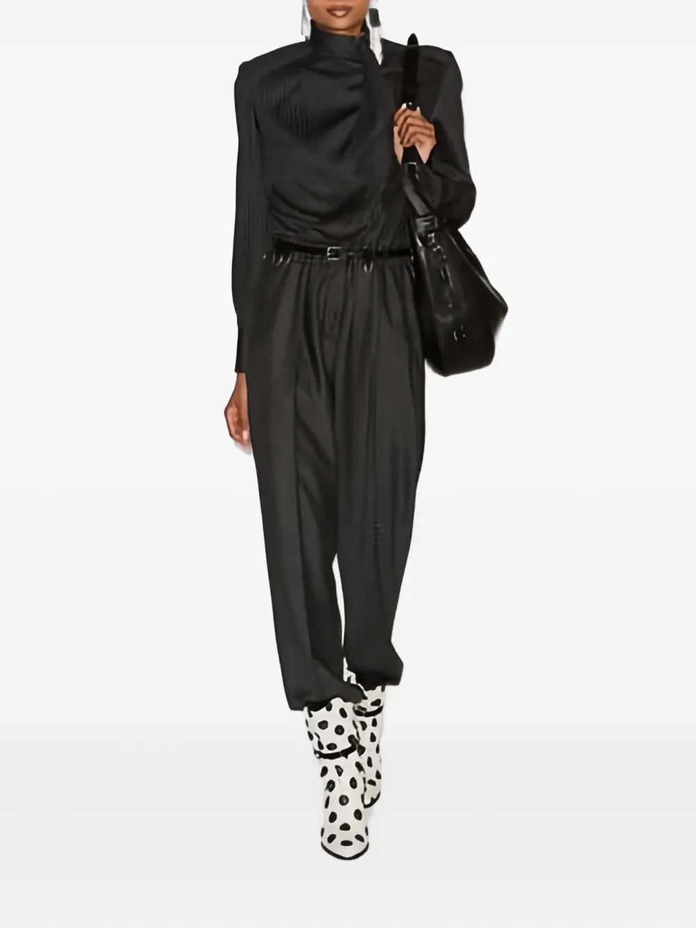 Isabel Marant Pinstripe High-neck Jumpsuit In Gray