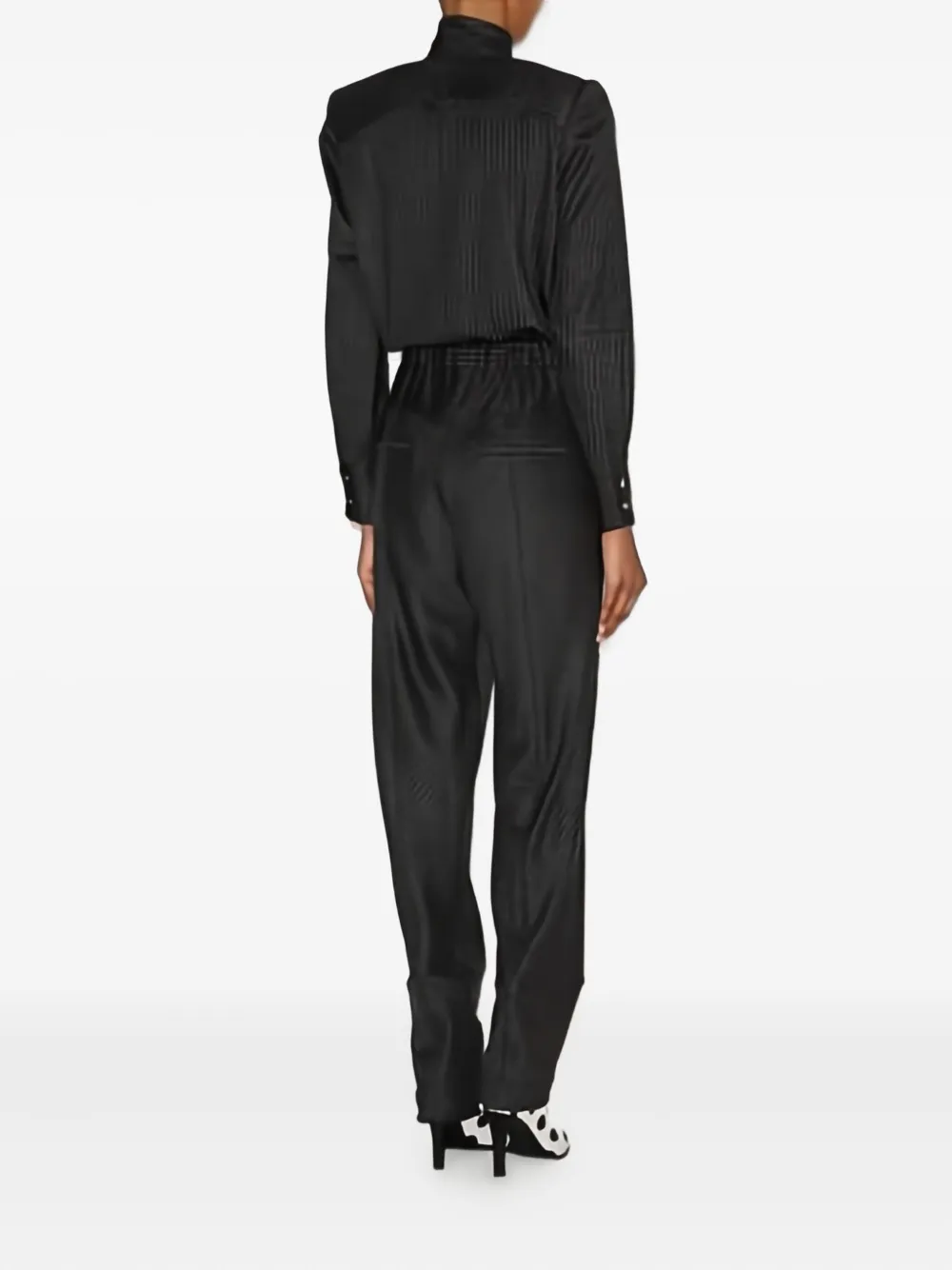 Isabel Marant Pinstripe High-neck Jumpsuit In Gray